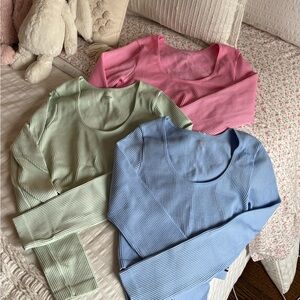 Urban Planet Women's workout long sleeve- Pink, Green, Blue